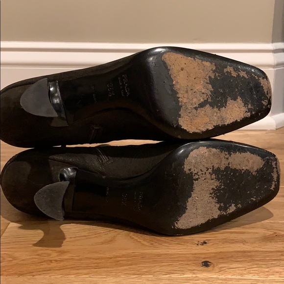 Prada brown suede low heel seamed booties 38.5 - Picture 6 of 10